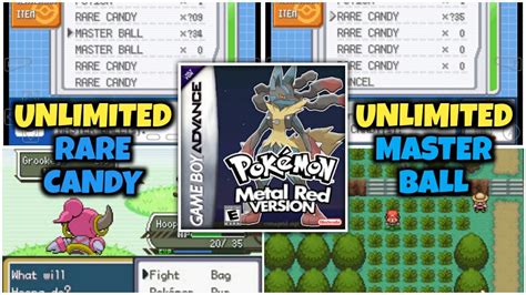Pokemon Metal Red Cheats, Unlimited Rare Candey, Unlimited .